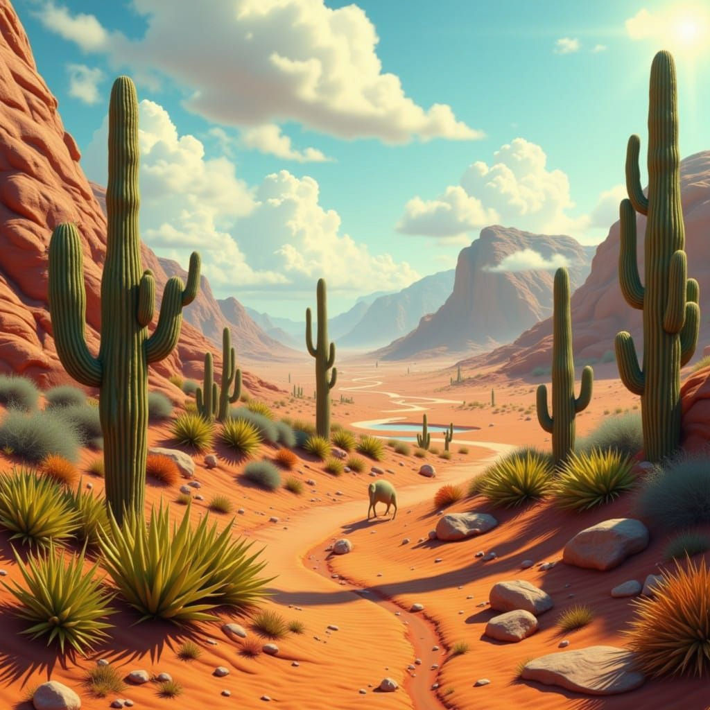 Lush Martian Landscape with Native Life