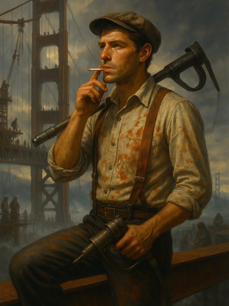 A 35-Year-Old Construction Worker Takes a Break on the Golde...