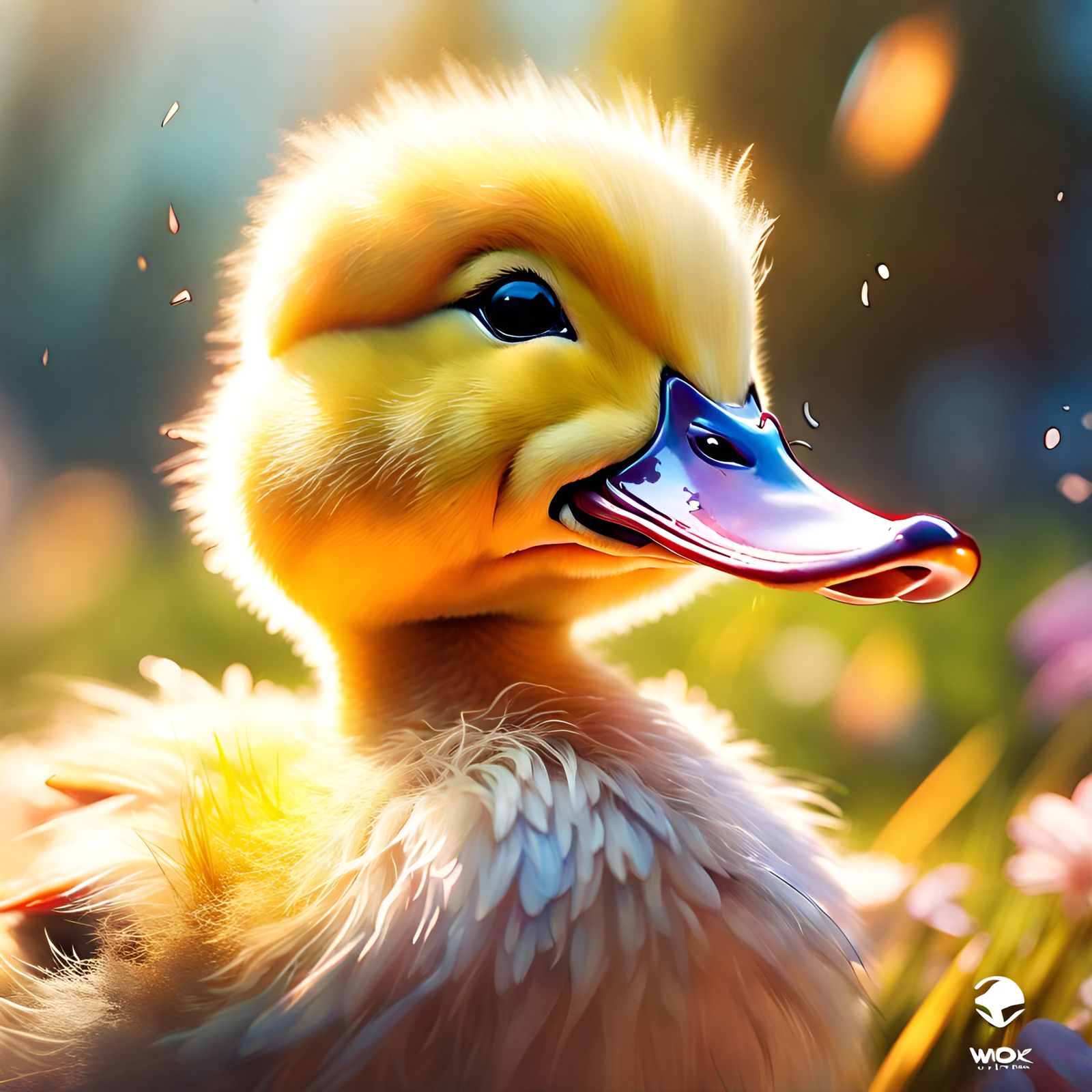 Laughing Duckling Portrait in Soft Fluffy Style