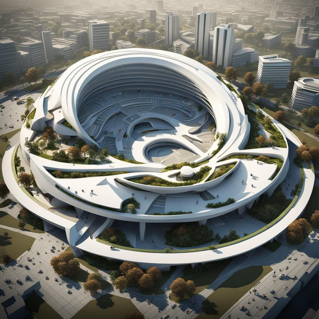 Futuristic White Buildings in Detailed Matte Painting