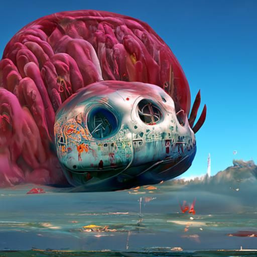 Flying Fortress Whale in Surreal Photorealism