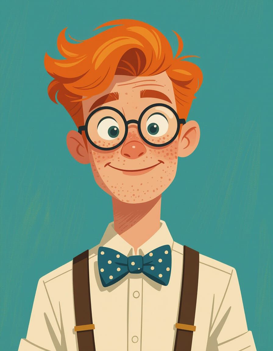 Ginger Haired Man in Whimsical Cartoon Style