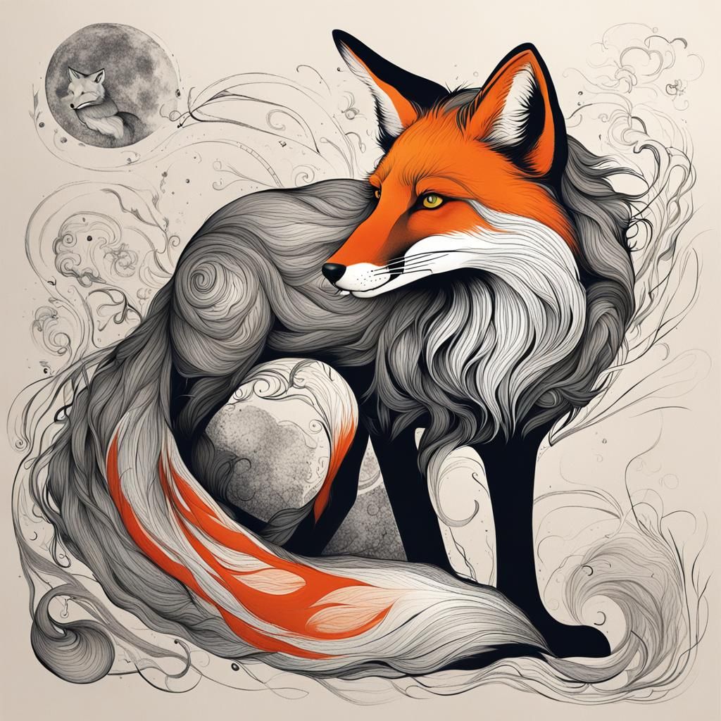 Fox Transformation into Shadow Figure