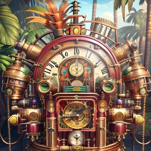 Steampunk Tropical Fruit Machine in 3D
