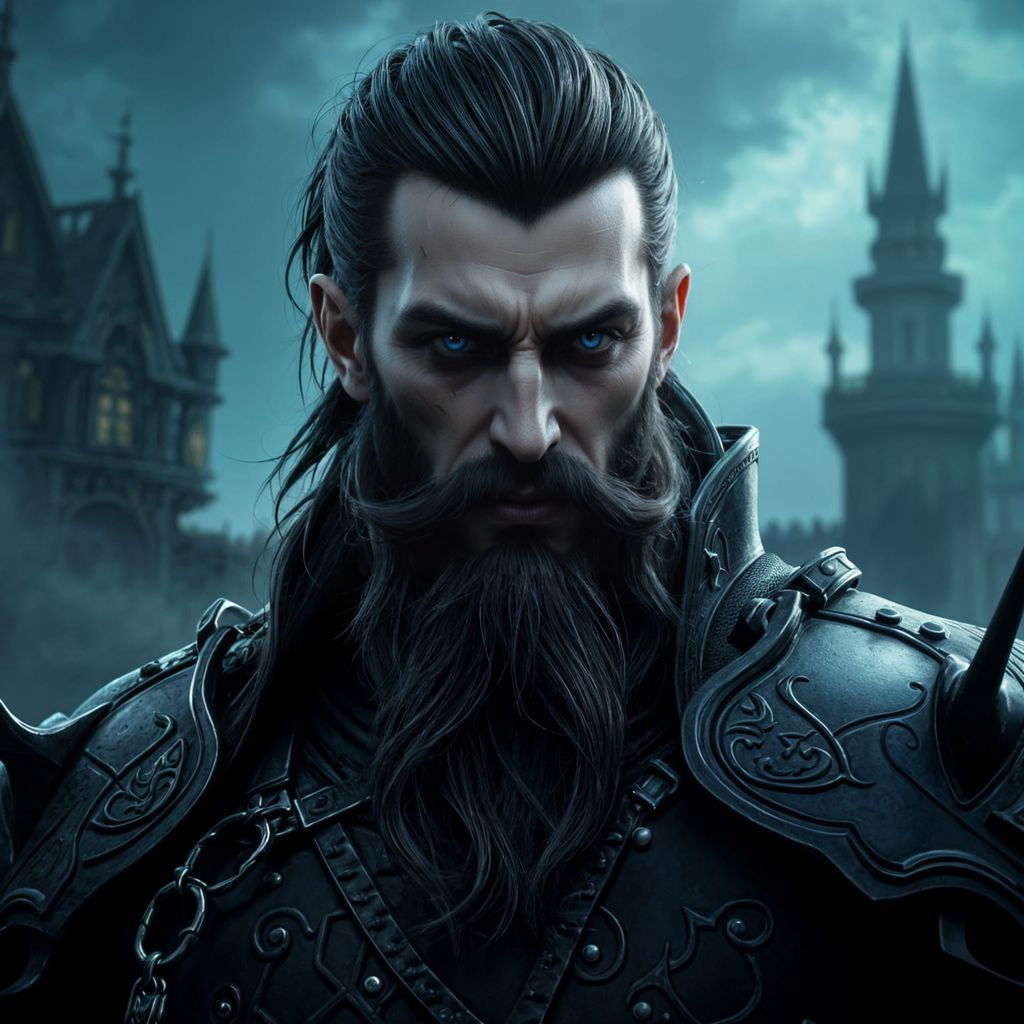 Dark Fantasy Vampire Lord in Epic Castle Scene