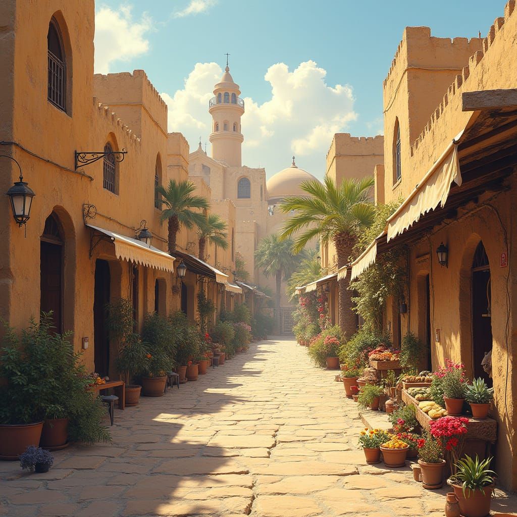 Dreamlike Middle Eastern Cityscapes in Vibrant Colors