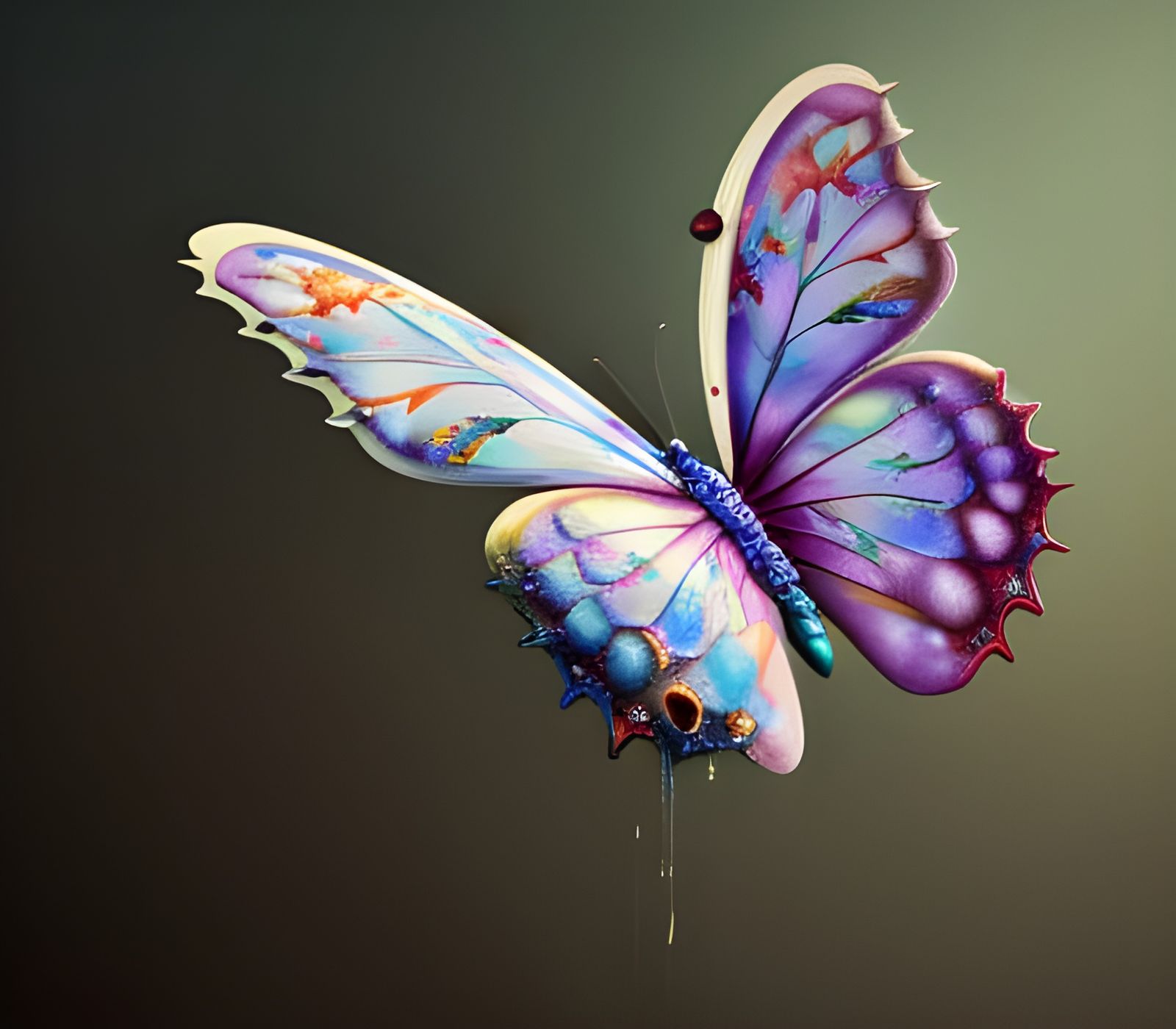 Ethereal Butterfly in Splattered Watercolor Style