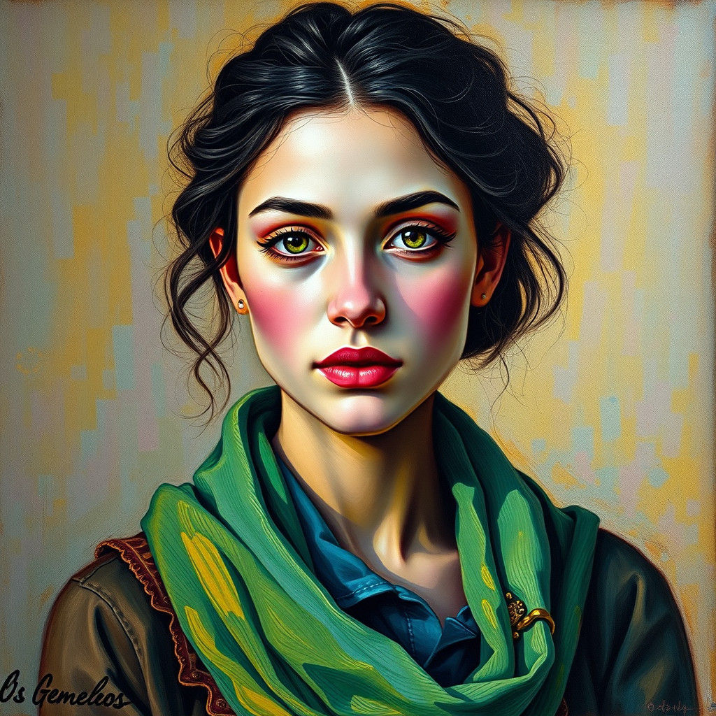 Vibrant Portrait of Young Woman in Street Art Style