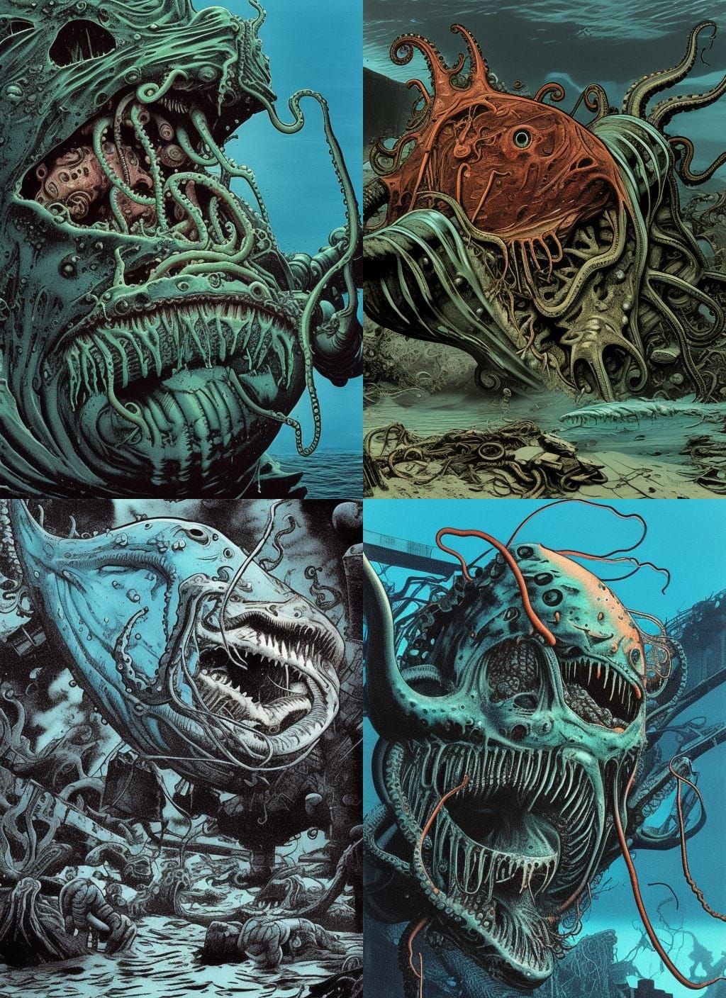 Undead Angler Fish in Dystopian Underwater Wasteland