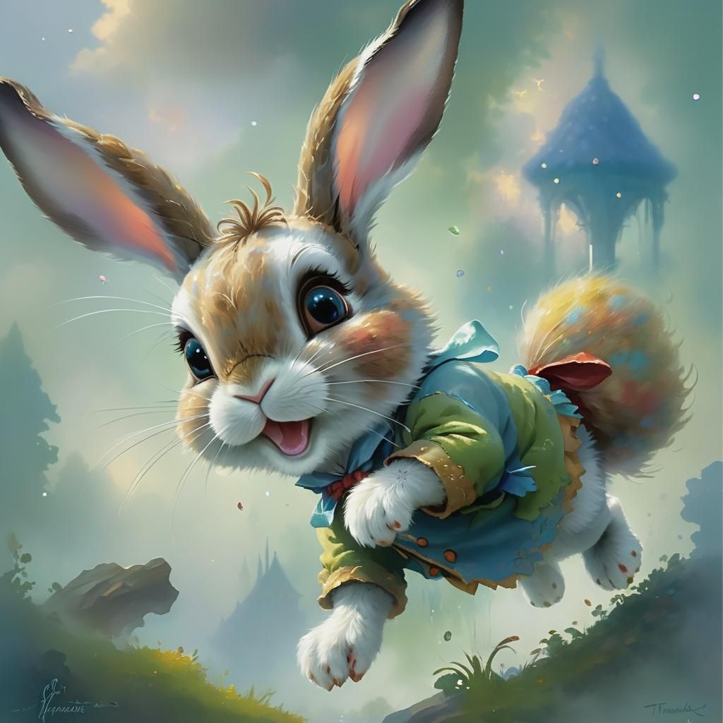 Ethereal Fantasy Bunny in Hyperdetailed Mist