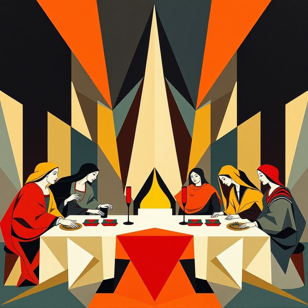 Abstract last supper, geometric, bold