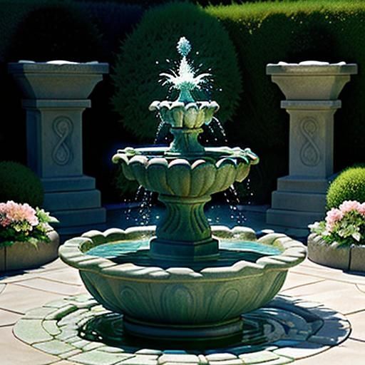 Optical Illusion Water Fountain in Serene Garden