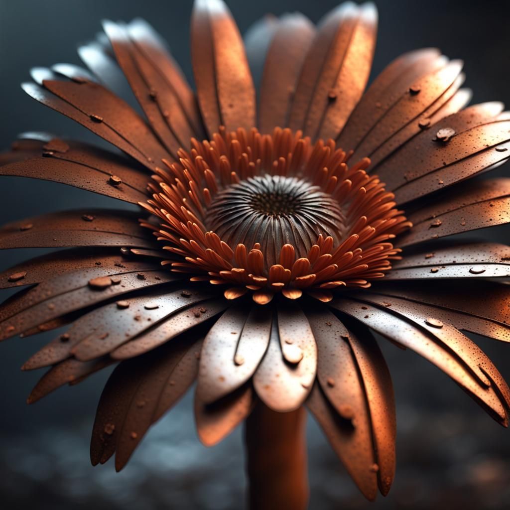 Rusty Metal Gerbera: A Digital Masterpiece