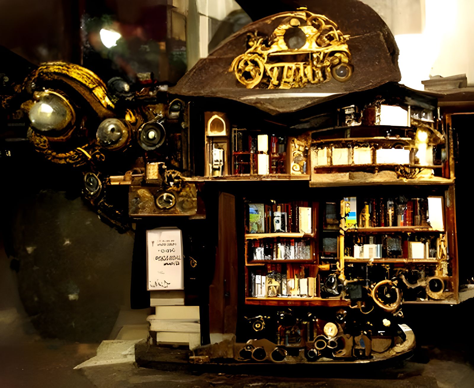 Charming Tiny Steampunk Bookstore Creation