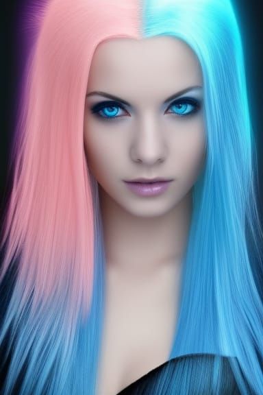 Mystical Girl with Pink Hair and Wolf Tail