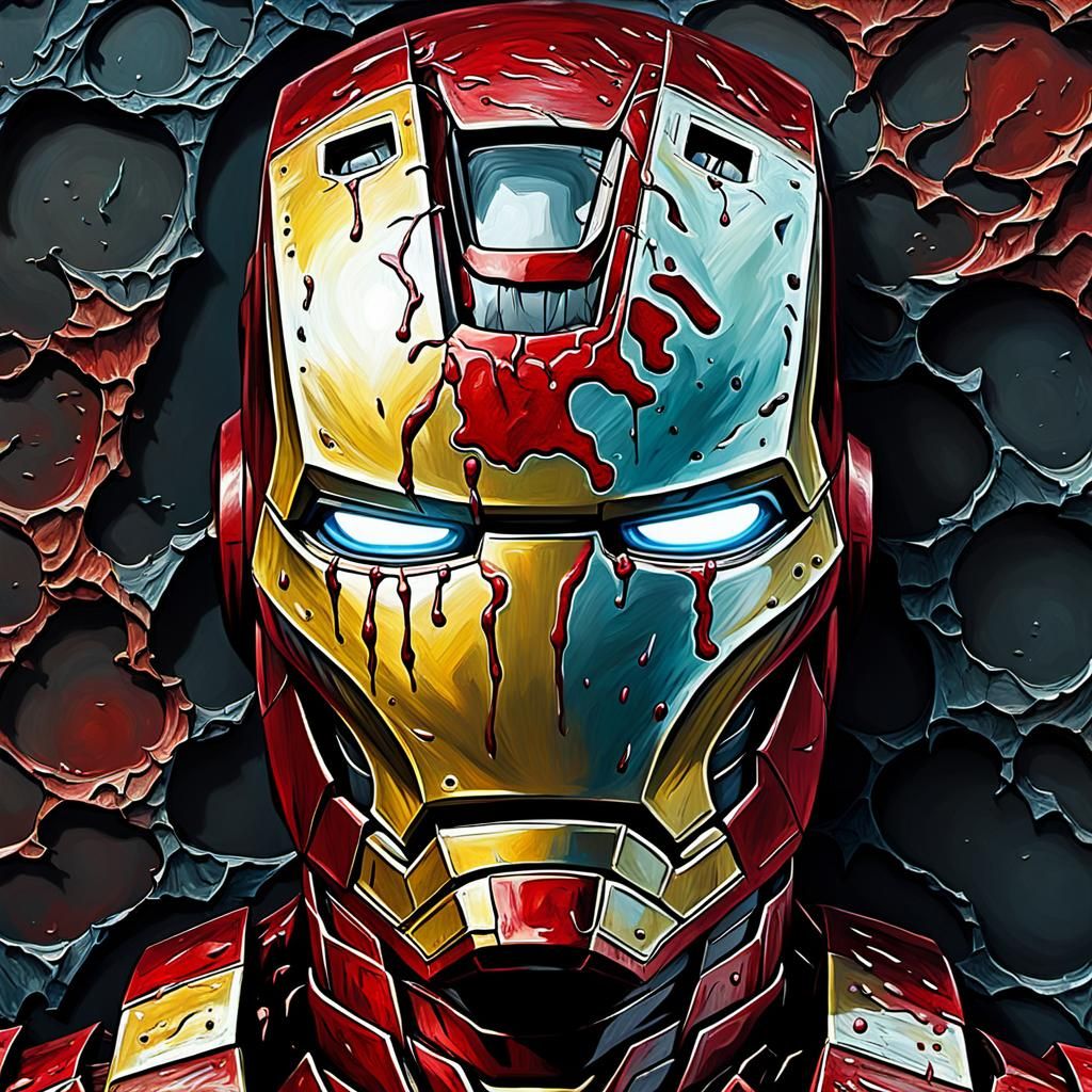 Disturbing Grotesque Iron Man Impressionist Masterpiece