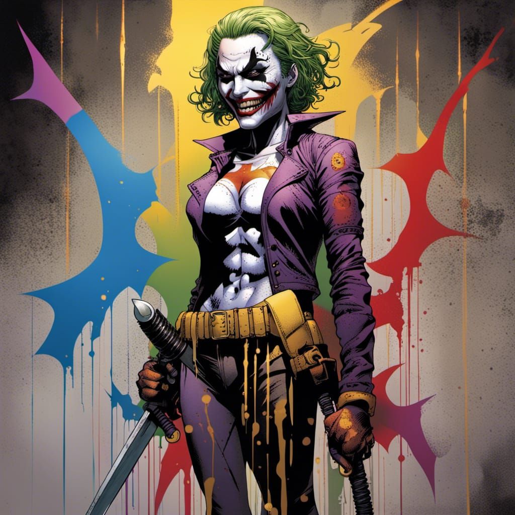Gritty Manga Female Joker in Cyberpunk Style
