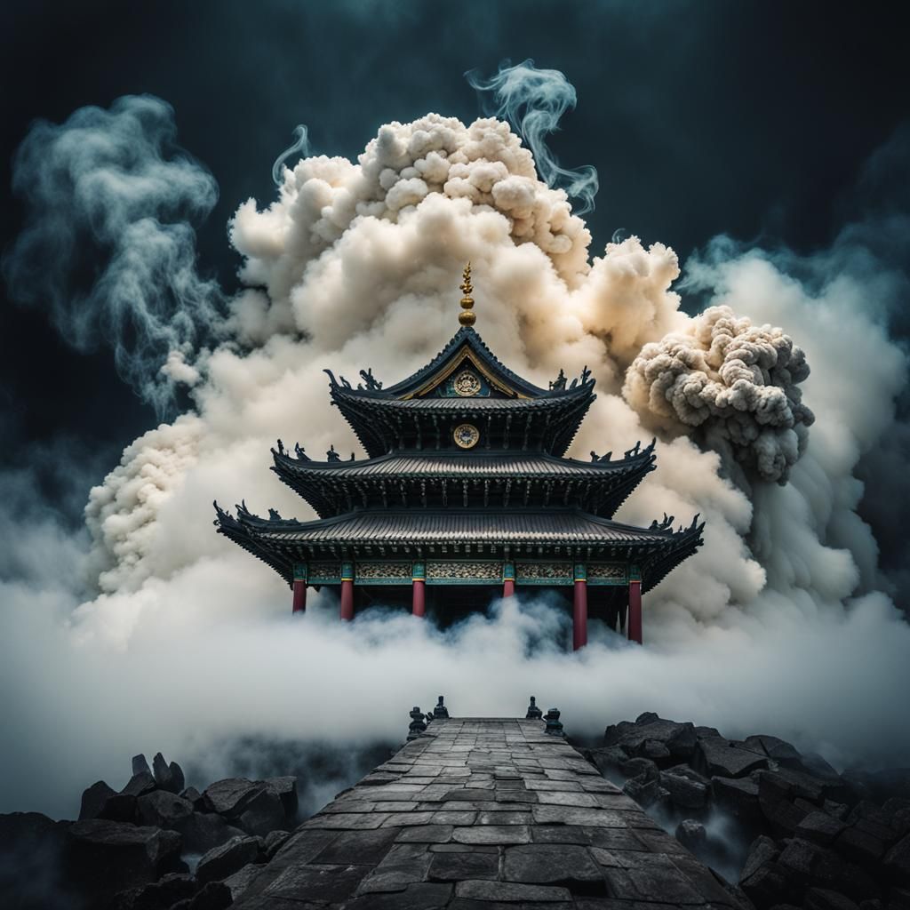 Ethereal Smoke Animal in Ancient Temple