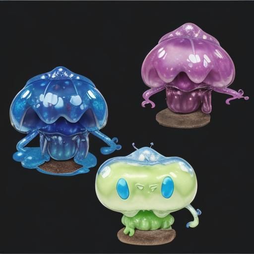 Cute Blue Mushroom Slime in Anime Style