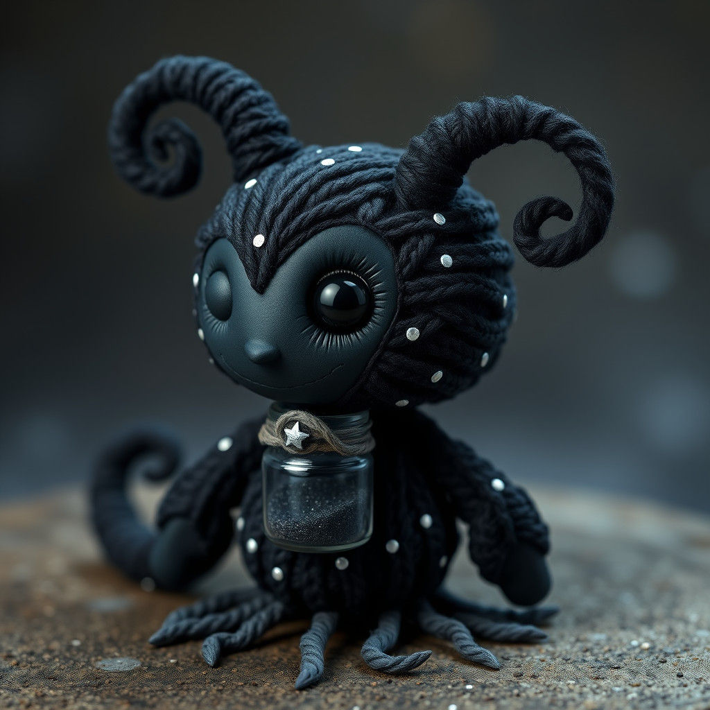 Mystical Yarn Creature with Polymer Clay Face