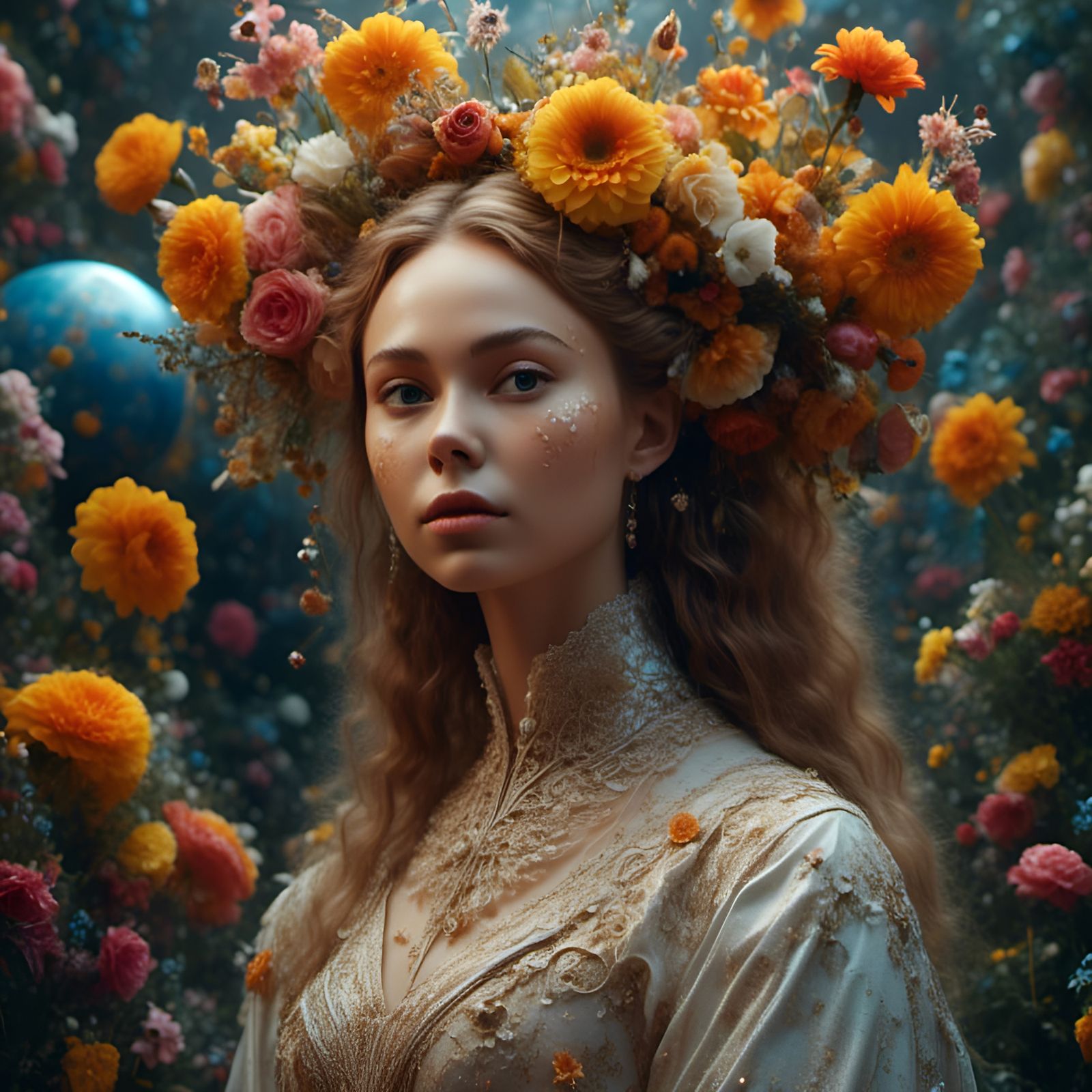 Fashion Model in Rococo Fantasy Garden