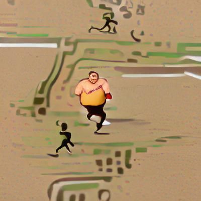 Energetic Image of a Fat Man Running