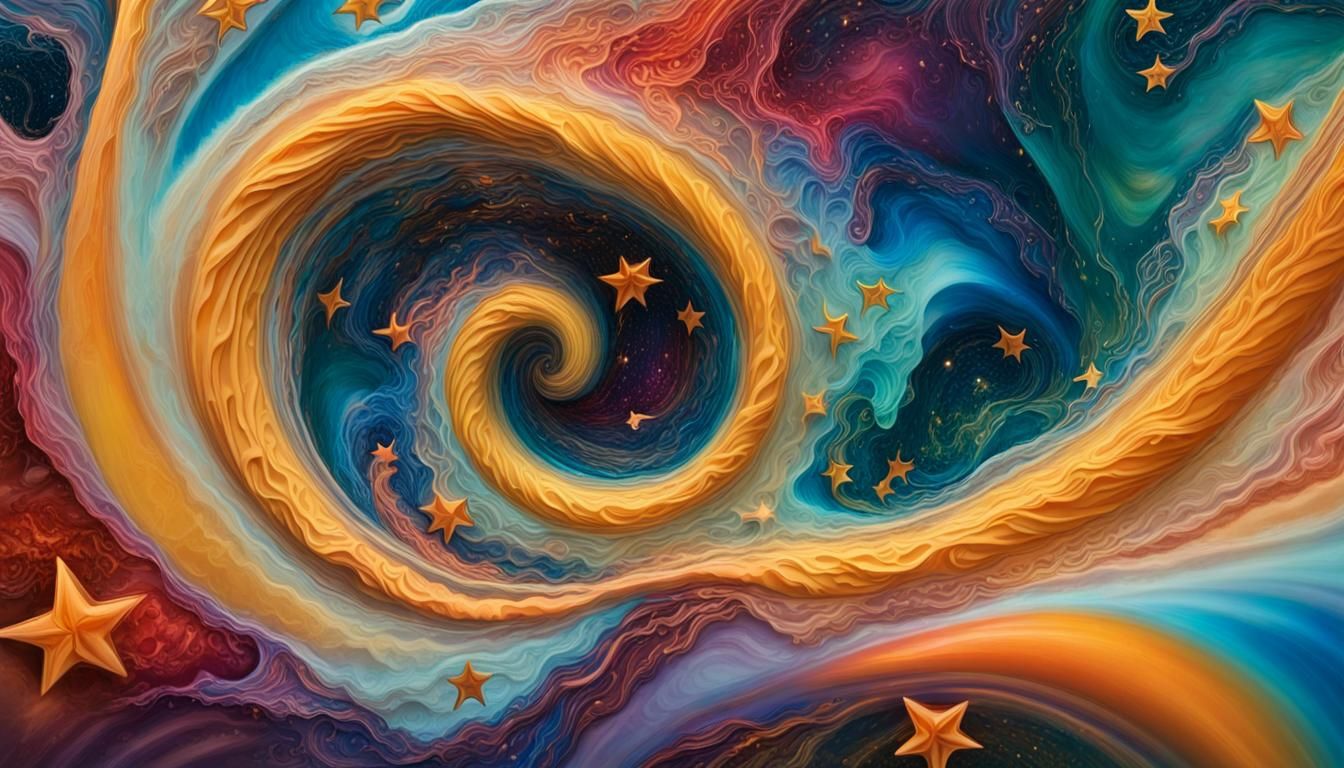 Iridescent Starscape: A Macro Closeup in Oil Paint