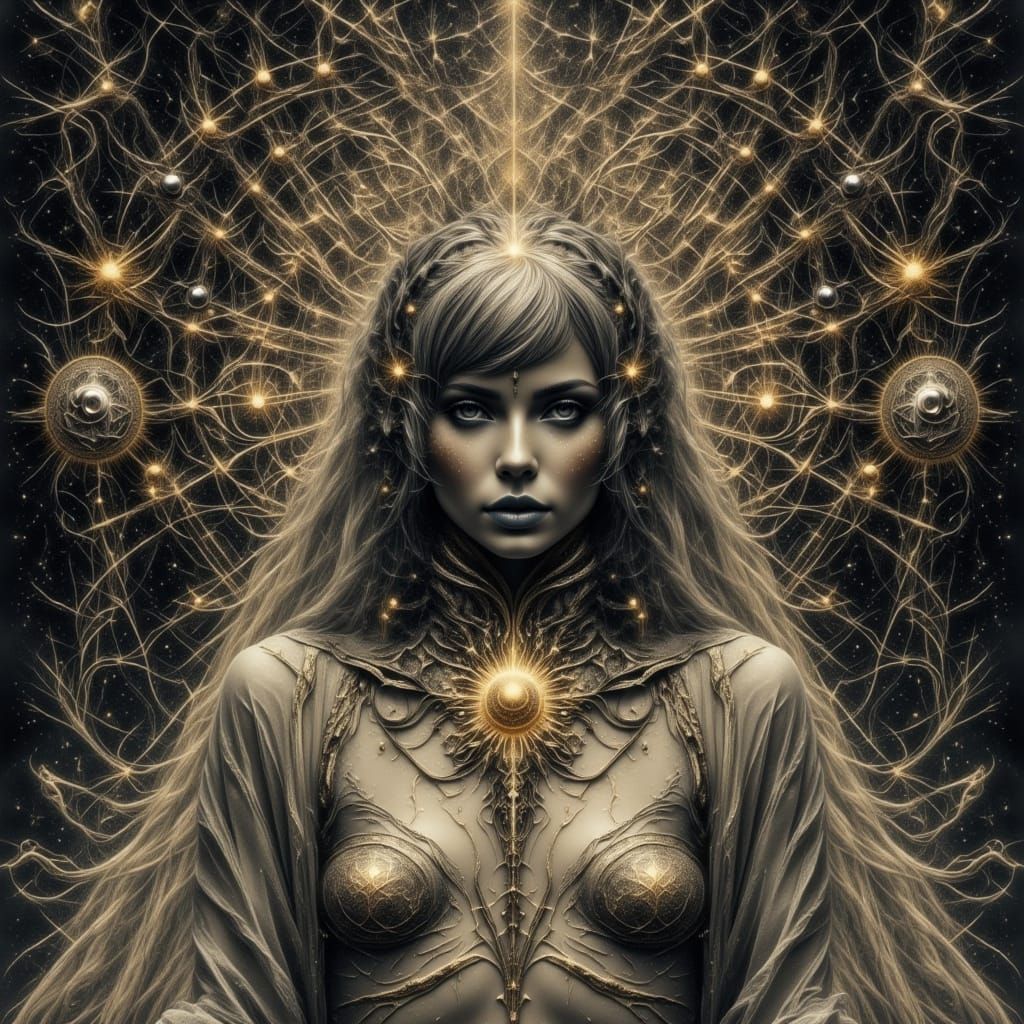 Ethereal Goddess in Spectral Castle Drawing