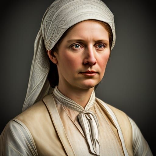 Beautiful Housewife in Western Bonnet, Hyperrealistic Portra...