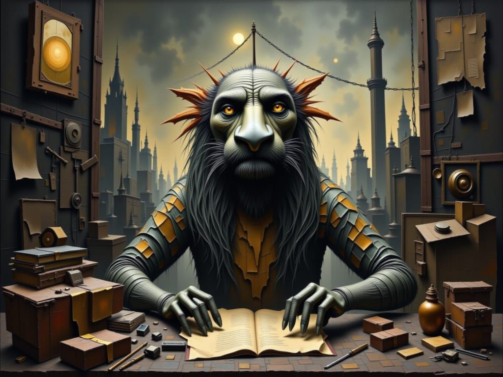 Unusual Creature Working in a Factory