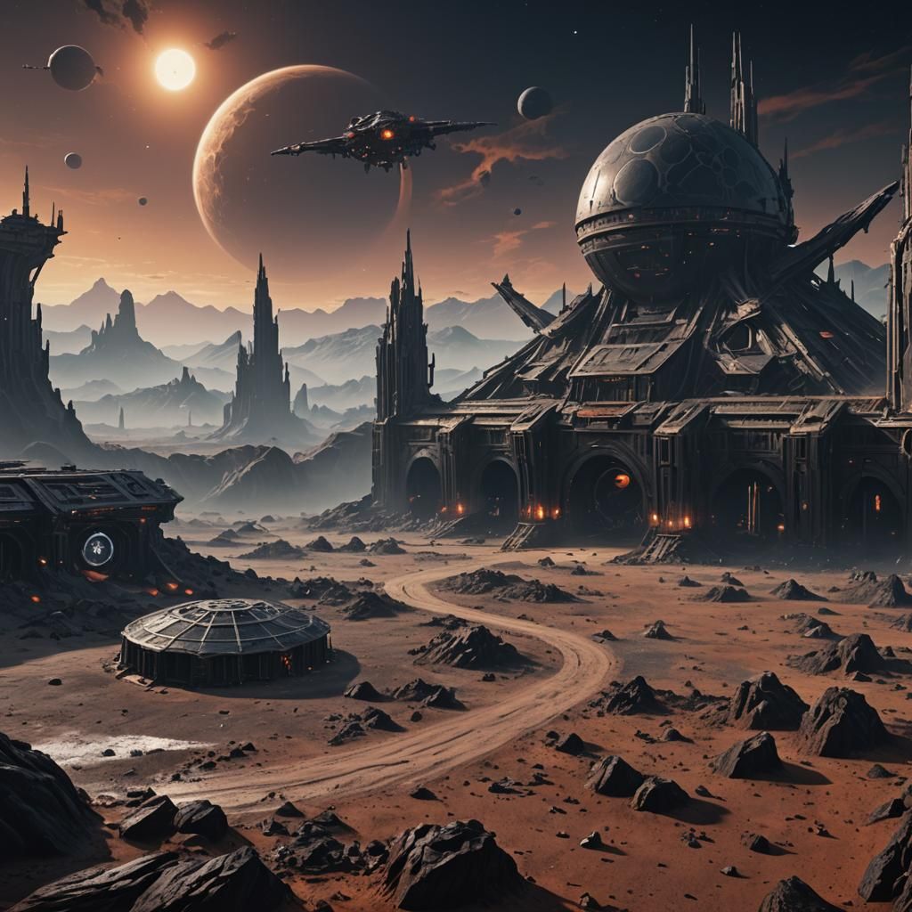 Mystical Black Sun Over Haunted Hangar