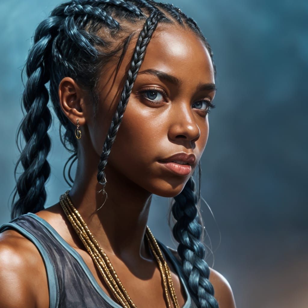 Detailed Portrait of a Determined Woman Warrior