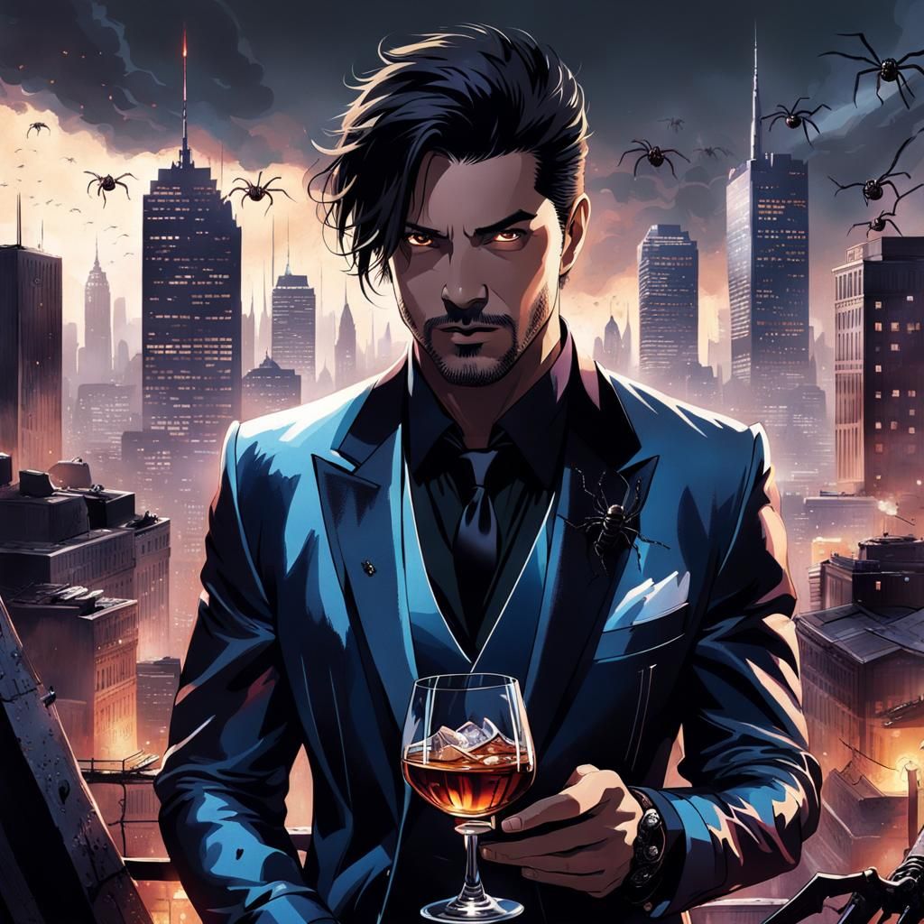 Ominous Demon Spiders in Futuristic Cityscape