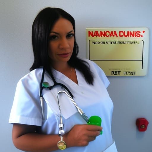 Naughty Nurse Stealing Narcotics: AI Generated Image