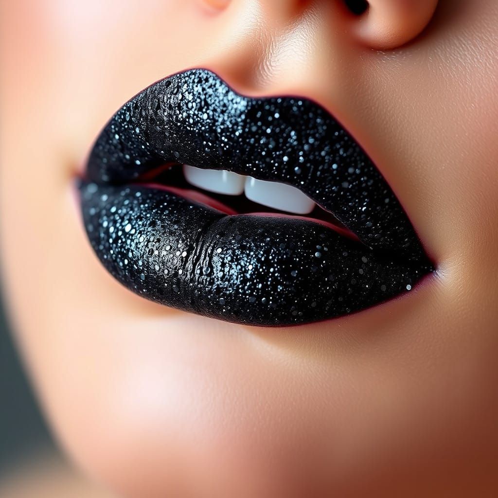 Lip Gloss with Black Glitter Effect