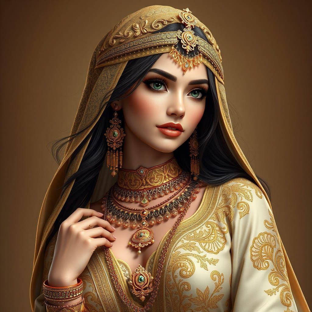 Elegant Arabian Woman in Opulent Attire