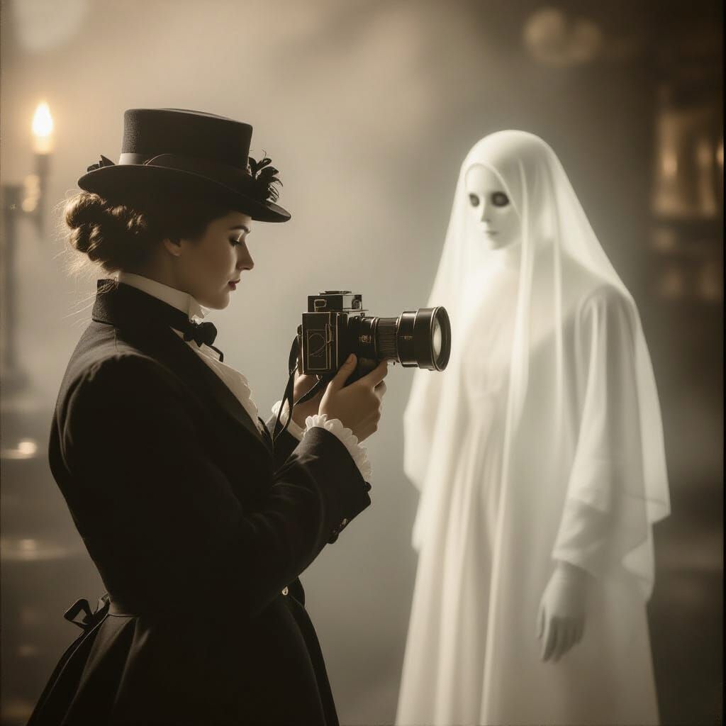Victorian Photographer Capturing a Ghostly Apparition