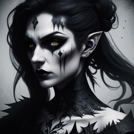 Evil Fairy Portrait in Dark Fantasy Style
