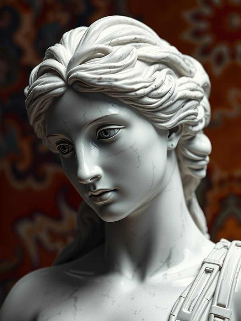 Goddess Aphrodite Sculpture in Shimmering Marble