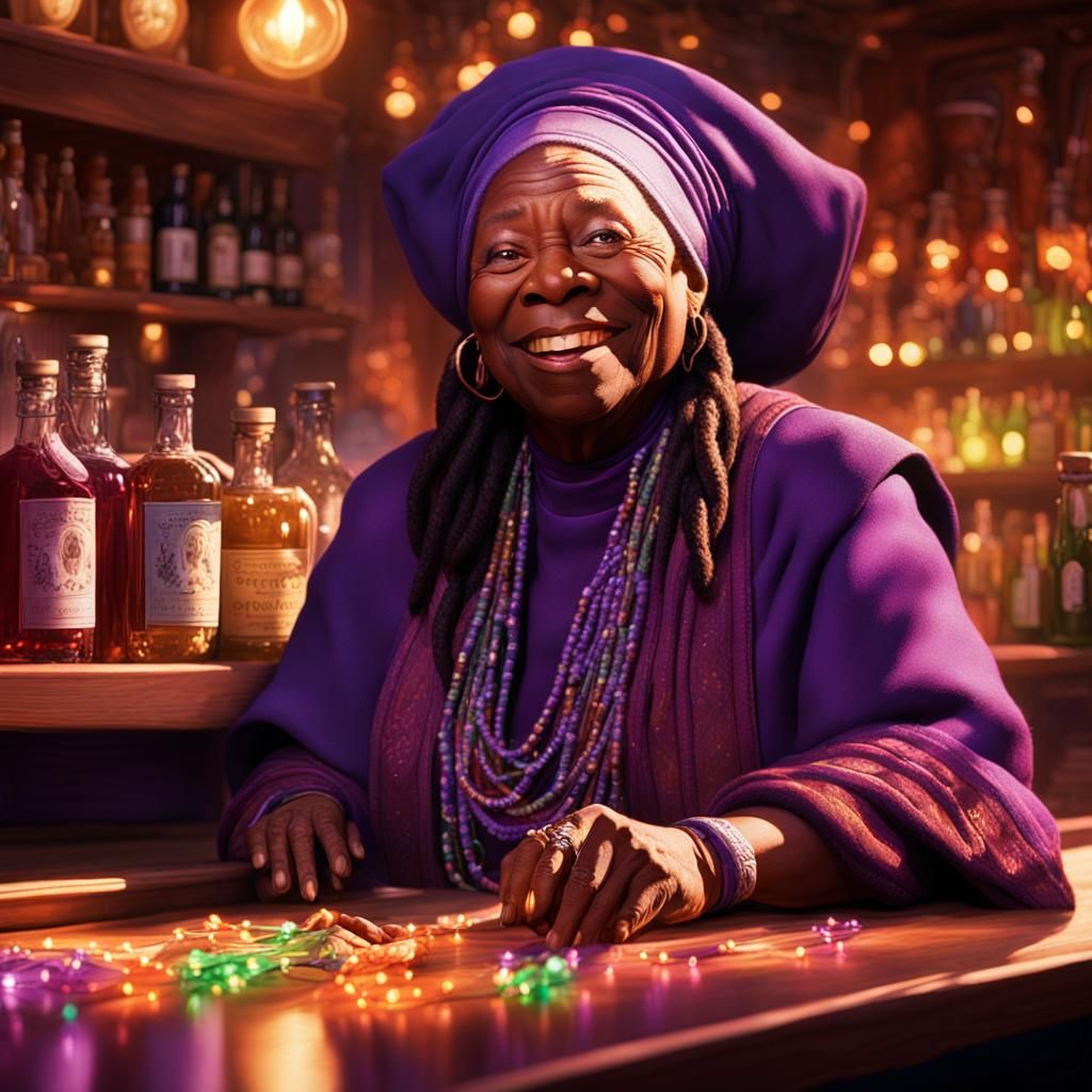 Guinan Tending Bar in Star Trek: Hyperrealistic Art