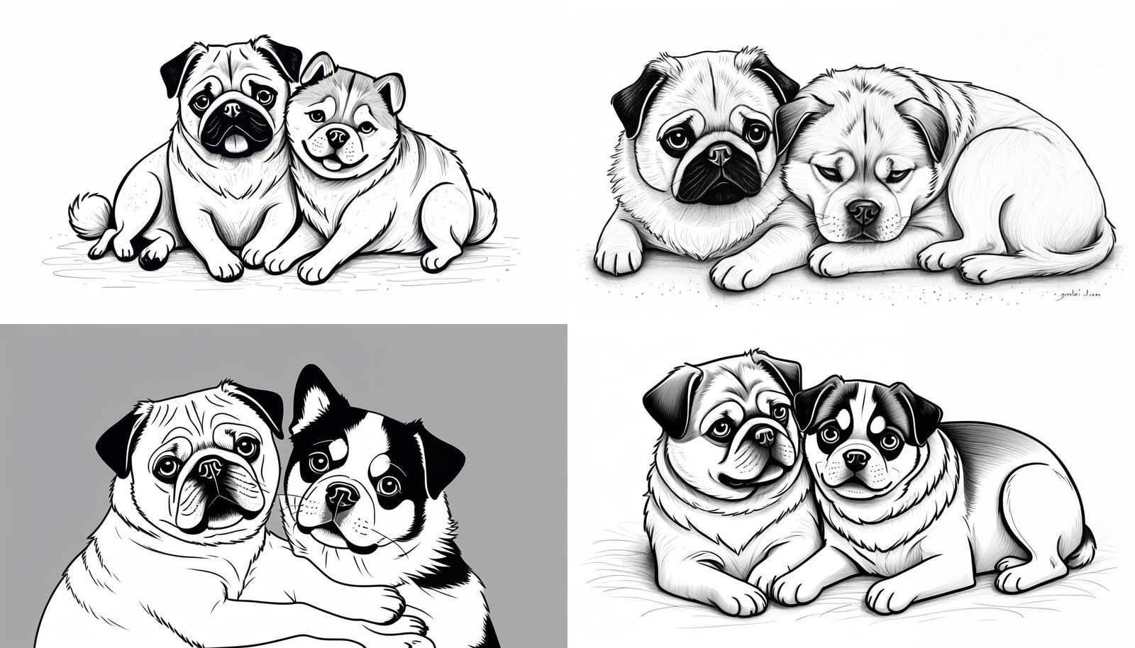 Adorable Pug and Husky Sharing a Heartwarming Hug