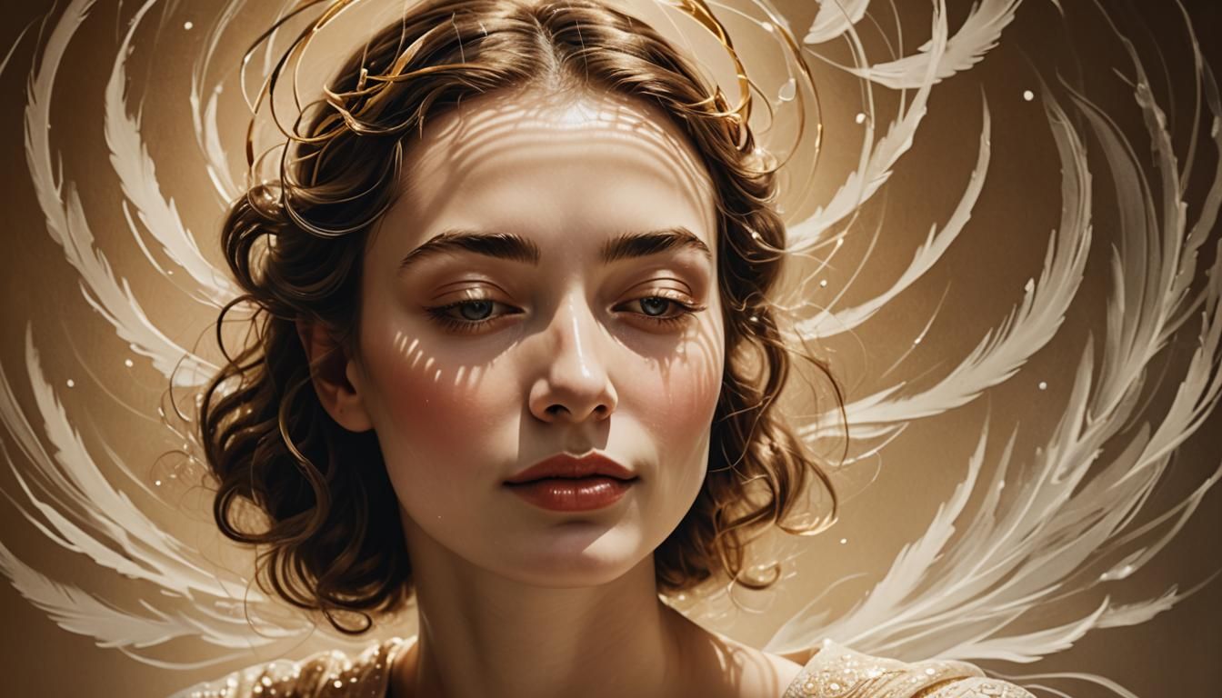 Serene Woman Portrait in Surrealist Style