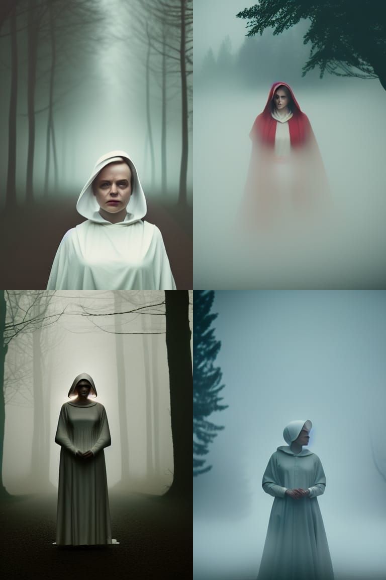 Handmaid's Tale, foggy, bokeh, Canon 50mm f/1.4,  Théodore Géricault, natural lighting, ethereal, mysterious, ghostcore