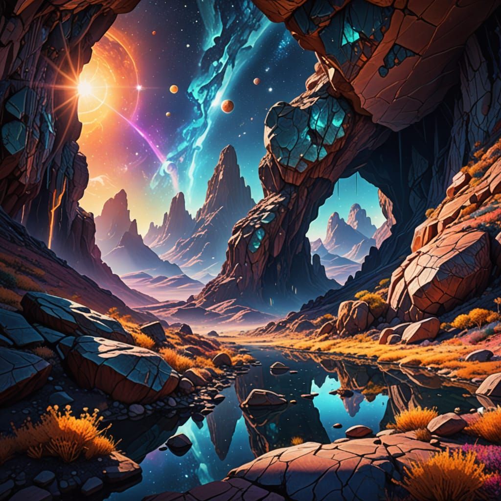 Cosmic Visionary: A Shimmering, Glowing Eco-Dwelling on Mars