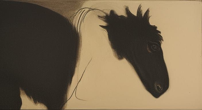 Charcoal Hand Draws Dead Horse Head