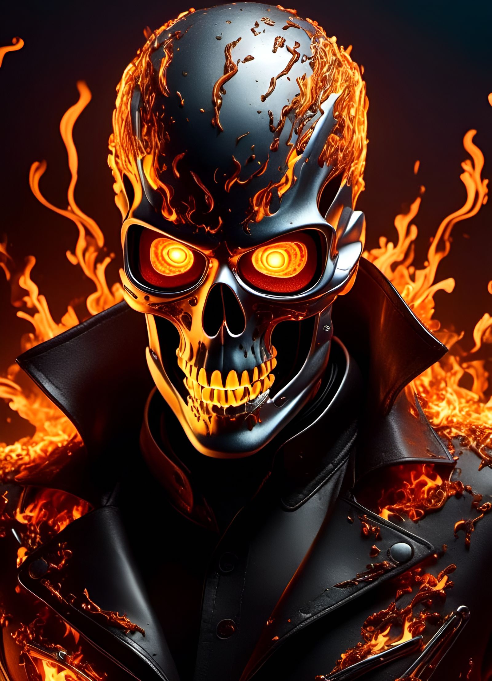 Ghost Rider with Sparks in Hyperdetailed Concept Art