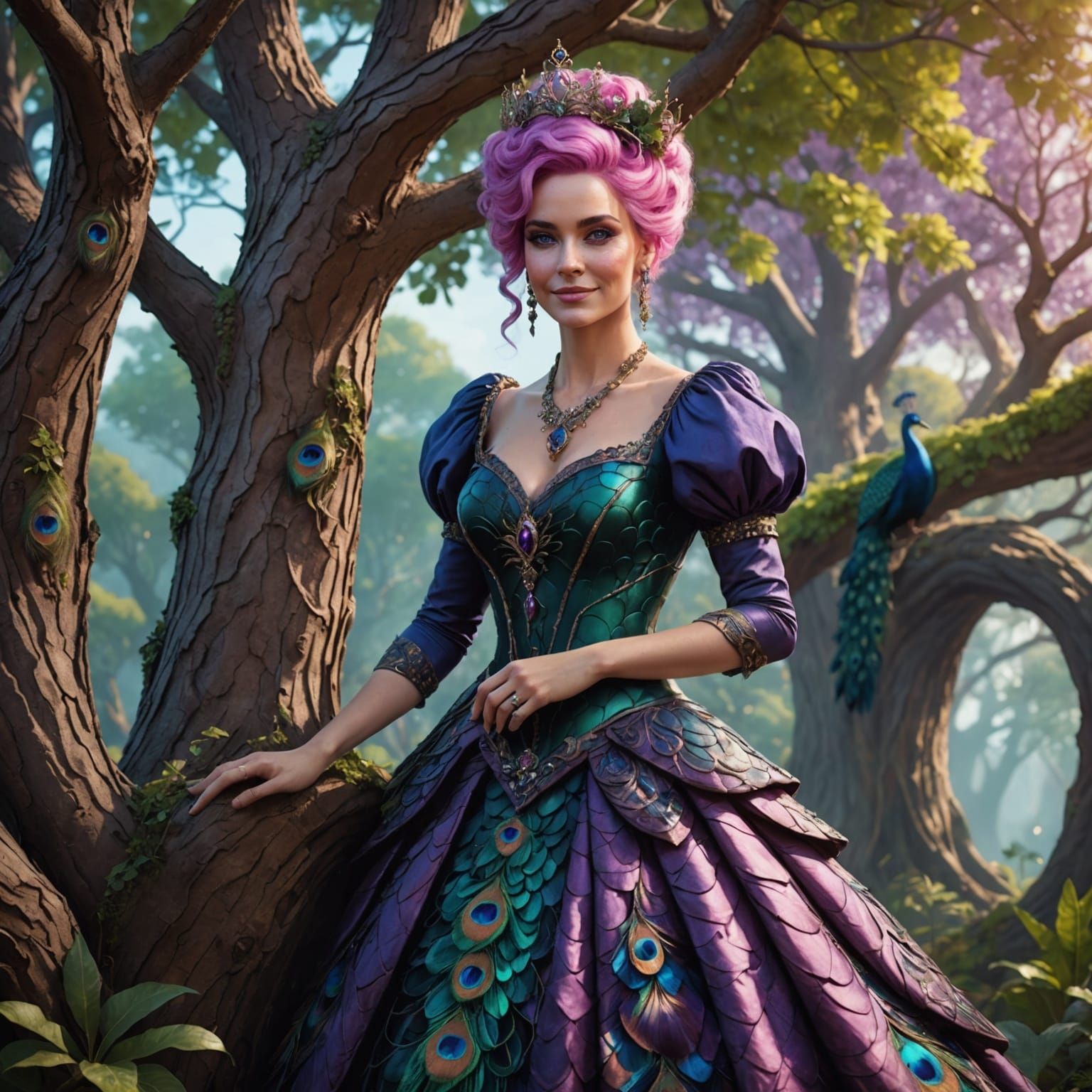 Alcohol Ink Painting of a Pink-Haired Queen