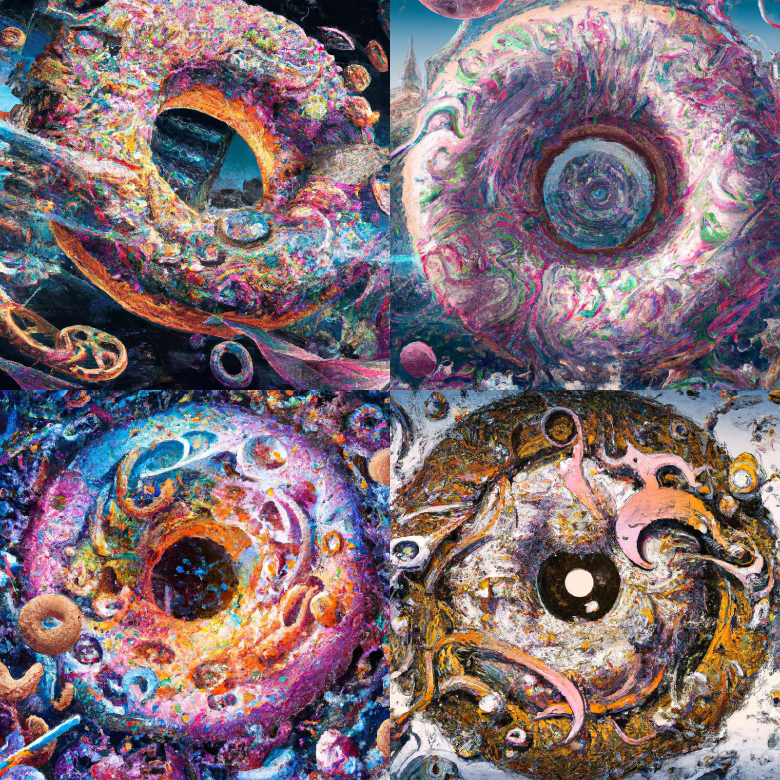 Magical Donut Digital Illustration in Vibrant Colors