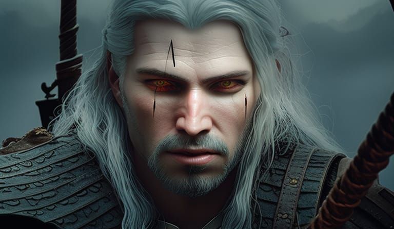 Hyperrealistic Witcher Portrait in Digital Painting Style
