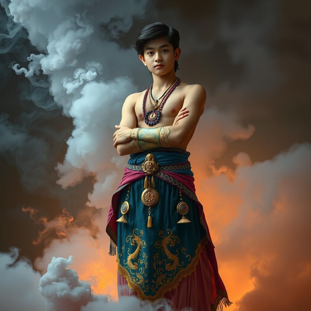 Genie in Ornate Harem Pants: Surreal Digital Art